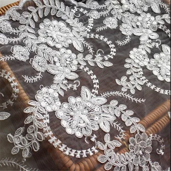 2mX 60 cm Slonovina Vyšívané čipky príslušenstvo hobby ručné čipky svadobné šaty sequined čipky textílie, tkaniny, odevy LW0071