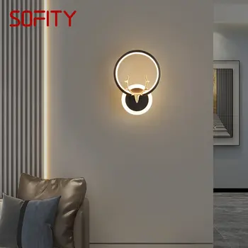 DEBBY Moderné Black Mosadzné Sconces Svetlo LED, 3 Farby, Luxusné Dekoračné Vedľa Lampa pre Domáce lôžková Izba
