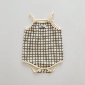 Kórejská Verzia Baby Šatka Vytlačené Koberčeky Onesie Novorodenca Lete Tenký Štýl Vesta Trojuholník Lezenie Suit Baby Girl Šaty