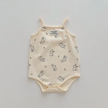 Kórejská Verzia Baby Šatka Vytlačené Koberčeky Onesie Novorodenca Lete Tenký Štýl Vesta Trojuholník Lezenie Suit Baby Girl Šaty