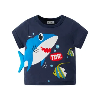 Chlapci T-Shirts pre Letné Bavlna Cartoon Morské Ryby, Vytlačené na Krátke Rukáv Batoľa Detský Tees Dieťa Topy Deti Oblečenie