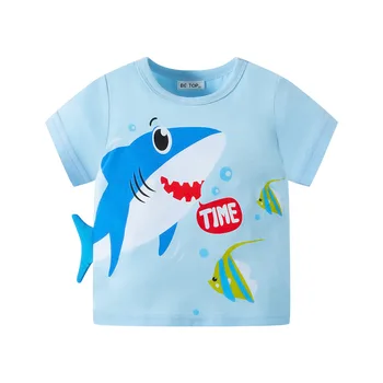 Chlapci T-Shirts pre Letné Bavlna Cartoon Morské Ryby, Vytlačené na Krátke Rukáv Batoľa Detský Tees Dieťa Topy Deti Oblečenie