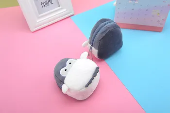 Prenosné roztomilé plyšové mince kabelku penguin mince kabelku zips kľúč USB kábel, slúchadlá skladovanie taška dámy a deti narodeninám