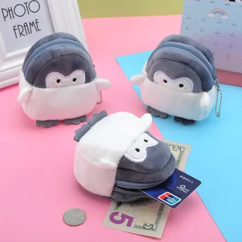 Prenosné roztomilé plyšové mince kabelku penguin mince kabelku zips kľúč USB kábel, slúchadlá skladovanie taška dámy a deti narodeninám