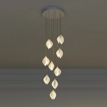 Nordic Moderné LED prívesok na čítanie luxusné Keramické Kvet Magnólie G9 Luster Villa Schody Petal Závesné Biele Lampy Svietidlá