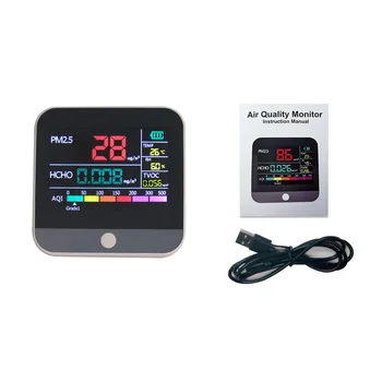 5 In 1 Multifunkčné Kvality Ovzdušia Detektor PM2.5 HCHO TVOC Formaldehyd Monitor LCD Displej Domov Teplota Vlhkosť Tester