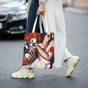 Vlastné Tamara De Lempicka Nakupovanie Plátno Tašky Ženy Opakovane Potraviny Portrét M. mňa Ira Perrot Tote Tašky Shopper