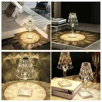 16Colors Diamond stolná Lampa Crystal LED Panel Tabuľka Svietidlo Nabíjateľné Dotykový Senzor Stmievania, Nočné Lampy pre Spálňa Decor