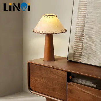 Japonský stolná Lampa In urob si sám Vintage Masívneho Dreva Stolové Lampy pre Obývacia Izba Domov Deco Pergamen stolná Lampa so Žiarovkou Vedľa Lampy