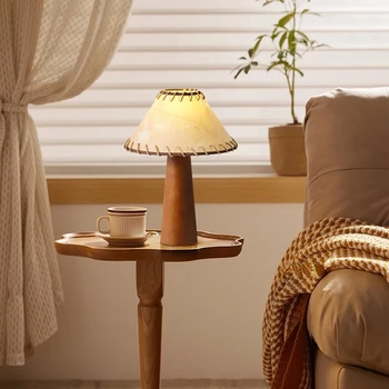 Japonský stolná Lampa In urob si sám Vintage Masívneho Dreva Stolové Lampy pre Obývacia Izba Domov Deco Pergamen stolná Lampa so Žiarovkou Vedľa Lampy