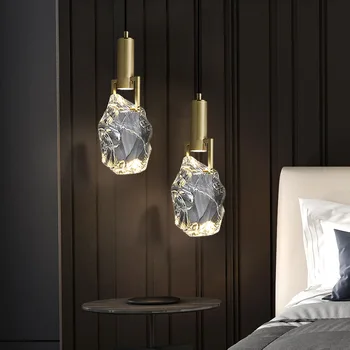 Meď prívesok svetlo spálňa posteli dekoratívne svietidlá obdĺžnik kuchynský ostrovček crystal led prívesok na čítanie vnútorné osvetlenie