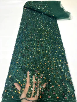 2023 nové nádherné 3D stromu listy nášivka oka textílie, módne perličiek trubice flitrami sladké party šaty textílie 5 metrov