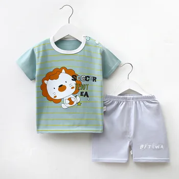 Detské krátke rukáv vyhovovali Lete nové bavlna chlapci T-shirt 2-dielna deti oblečenie