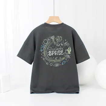 Deti Oblečenie Letné Kórejská Verzia Fashion Deti Krátky Rukáv Priedušná T-Shirt Pre Dospievajúcich Chlapcov 4-13 Rokov Tees Topy