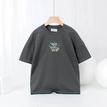 Deti Oblečenie Letné Kórejská Verzia Fashion Deti Krátky Rukáv Priedušná T-Shirt Pre Dospievajúcich Chlapcov 4-13 Rokov Tees Topy