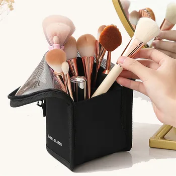 Ženy Móda Kozmetická Taška make-up Štetec Prípade Držiteľ Cestovného Nepremokavé Cosmetic Bag Stand-up Skladacia make-up Pohár so Zipsom