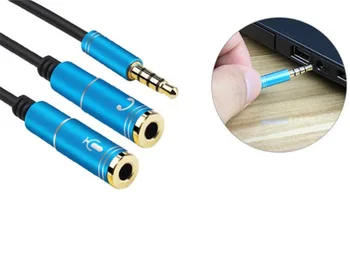 3,5 mm Audio Delič Konverzný Kábel Metal Jeden-na-dve Slúchadlá Mikrofón Kábel Adaptéra