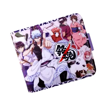 Anime Gintama Sakata Gintoki PU Krátke Tlačidlo Peňaženky/Kabelku s pevným Anime Známky